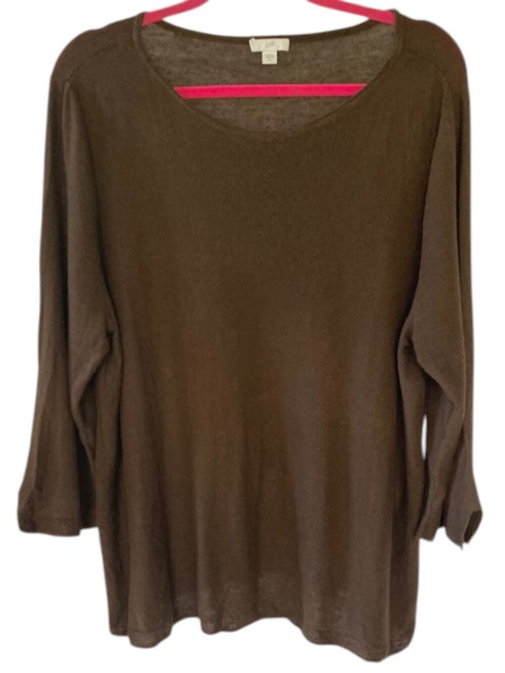 J. Jill Brown Linen Cotton Blend Long-Sleeved Top Size XL Lagenlook